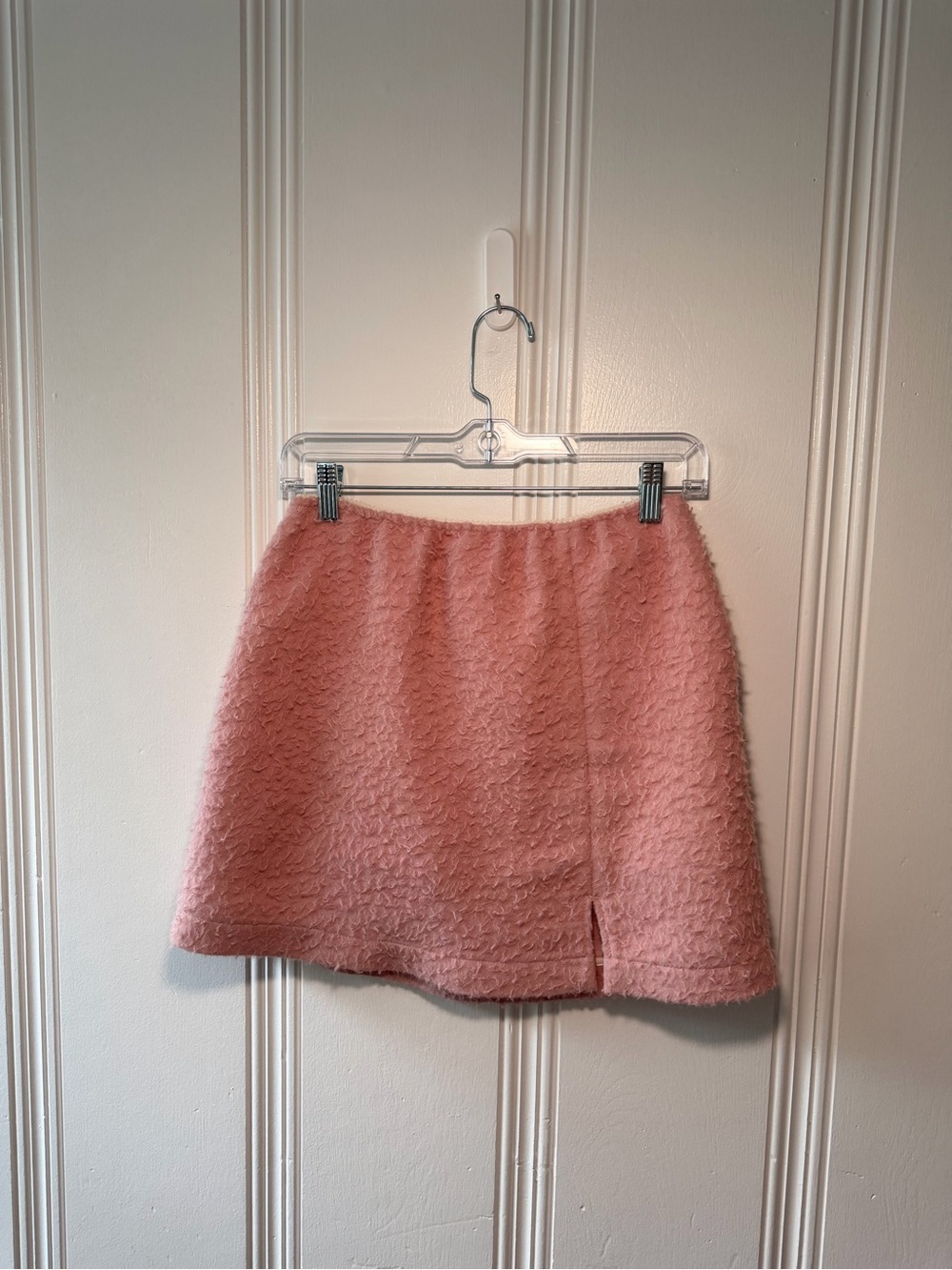 Pink Textured Mini Skirt